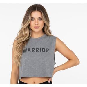 Spiritual Gangster Crop Tank Womens XL Gray Warrior Star Graphic Top Athletic